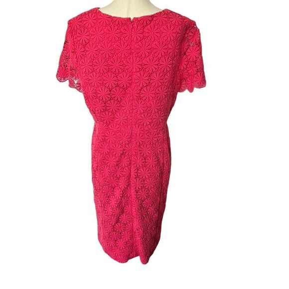Talbots Floral Hot Pink Lacey Midi Dress Short Sleeve 12 - Picture 4 of 7